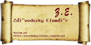 Závodszky Elemér névjegykártya