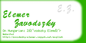 elemer zavodszky business card